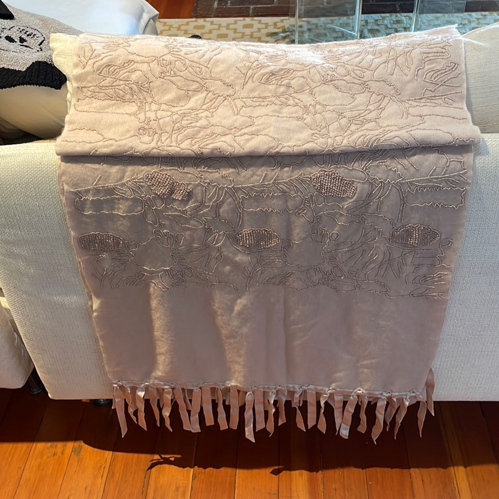 Bahrain handwoven snd beaded pashmina with satin tassels, NEVER WORN